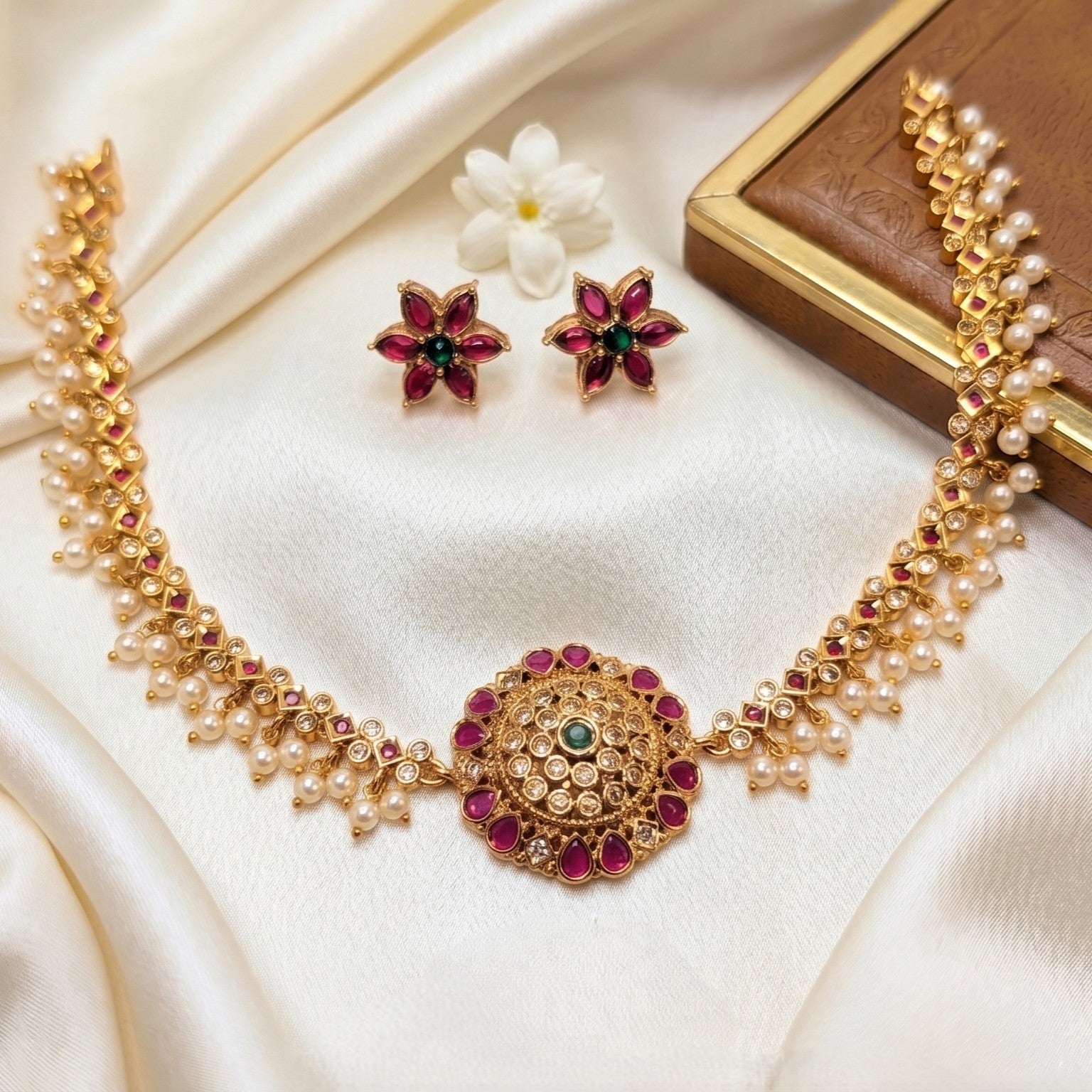 traditional fashion indian imitation gold plated necklaces