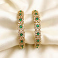 Gold Plated Gemstone Diamond Replica Bangle Set