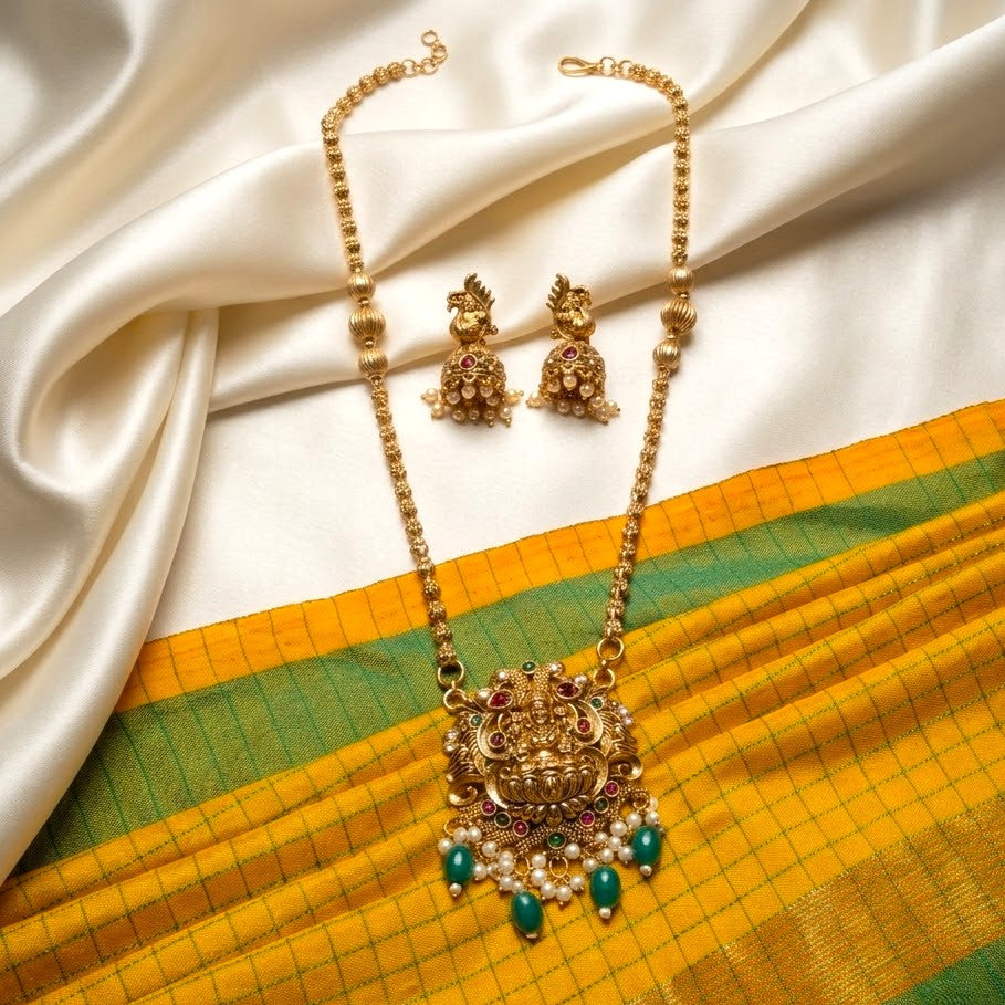Antique Gold Nagas Pendant Mid Haram Necklace Set