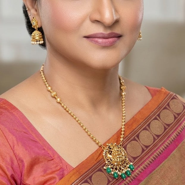 Antique Gold Nagas Pendant Mid Haram Necklace Set
