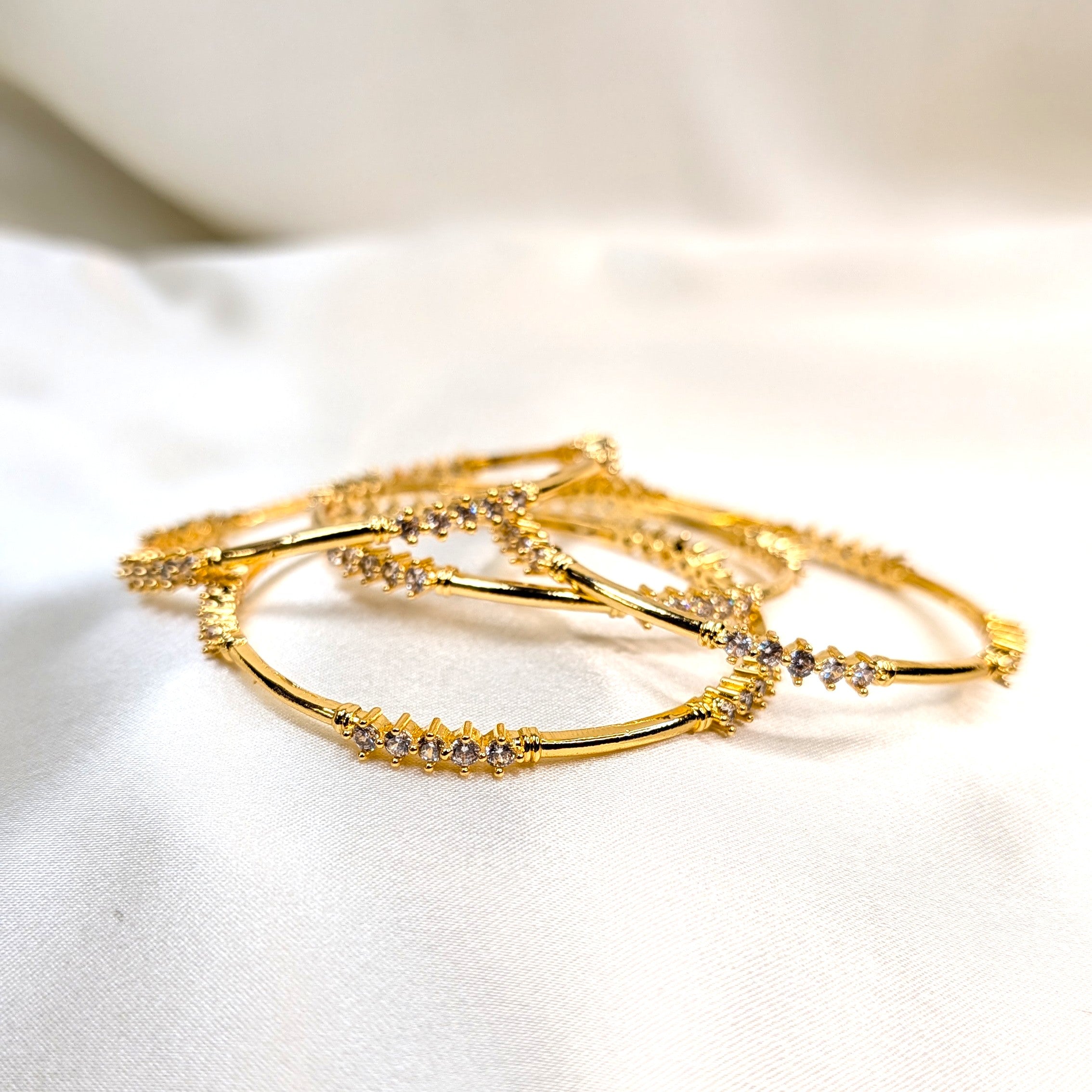 Diamond Gold Plated Bangle Set Bridal Traditional