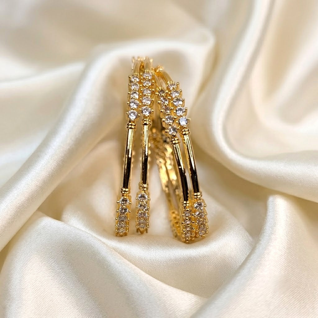 Diamond Gold Plated Bangle Set Bridal Traditional American Diamond bangles indian jewellery