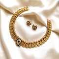 Antique Gold Lakshmi Coin Kemp Mango Necklace Set