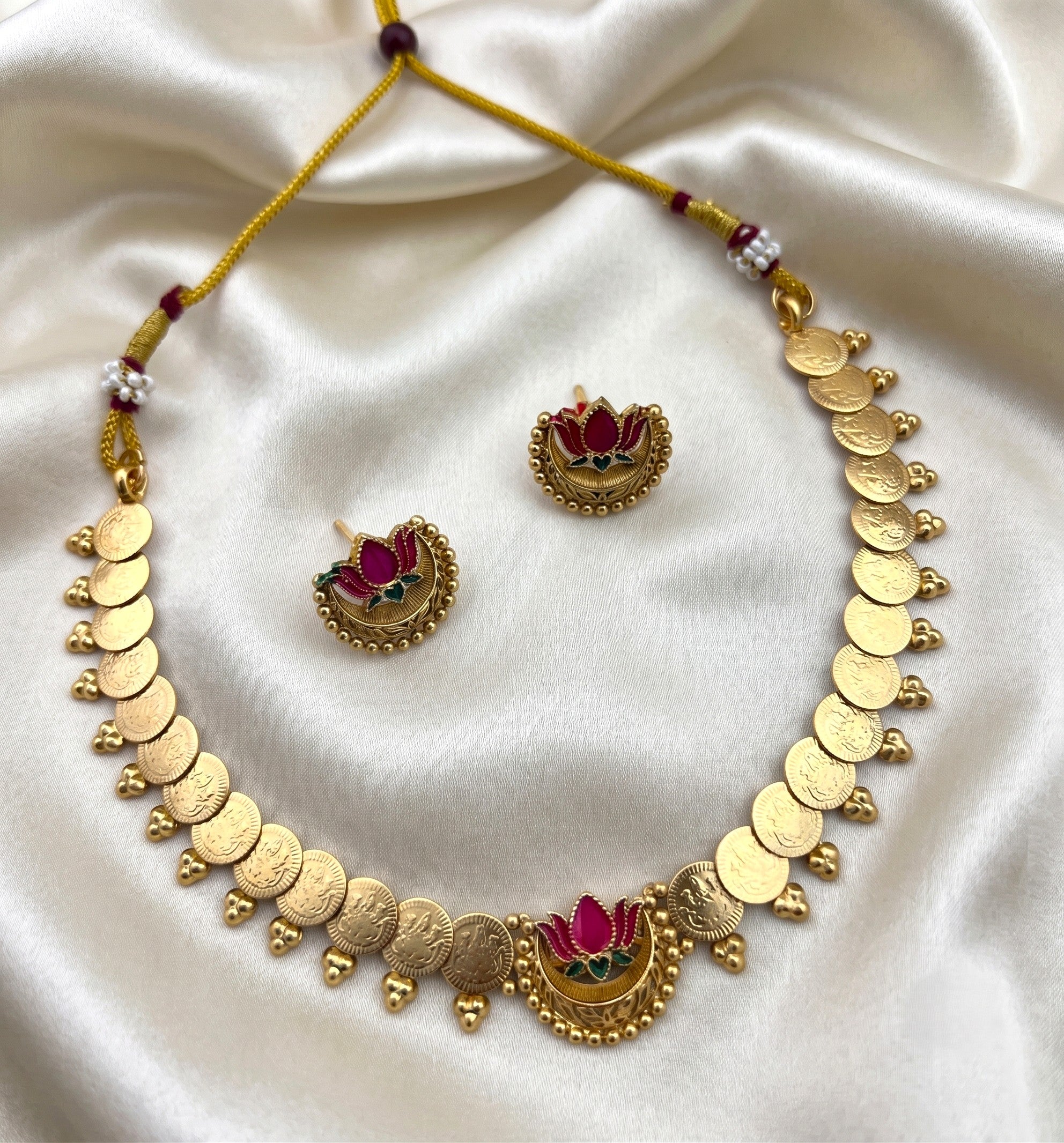 Pink Lotus Coin Combo Necklace Set