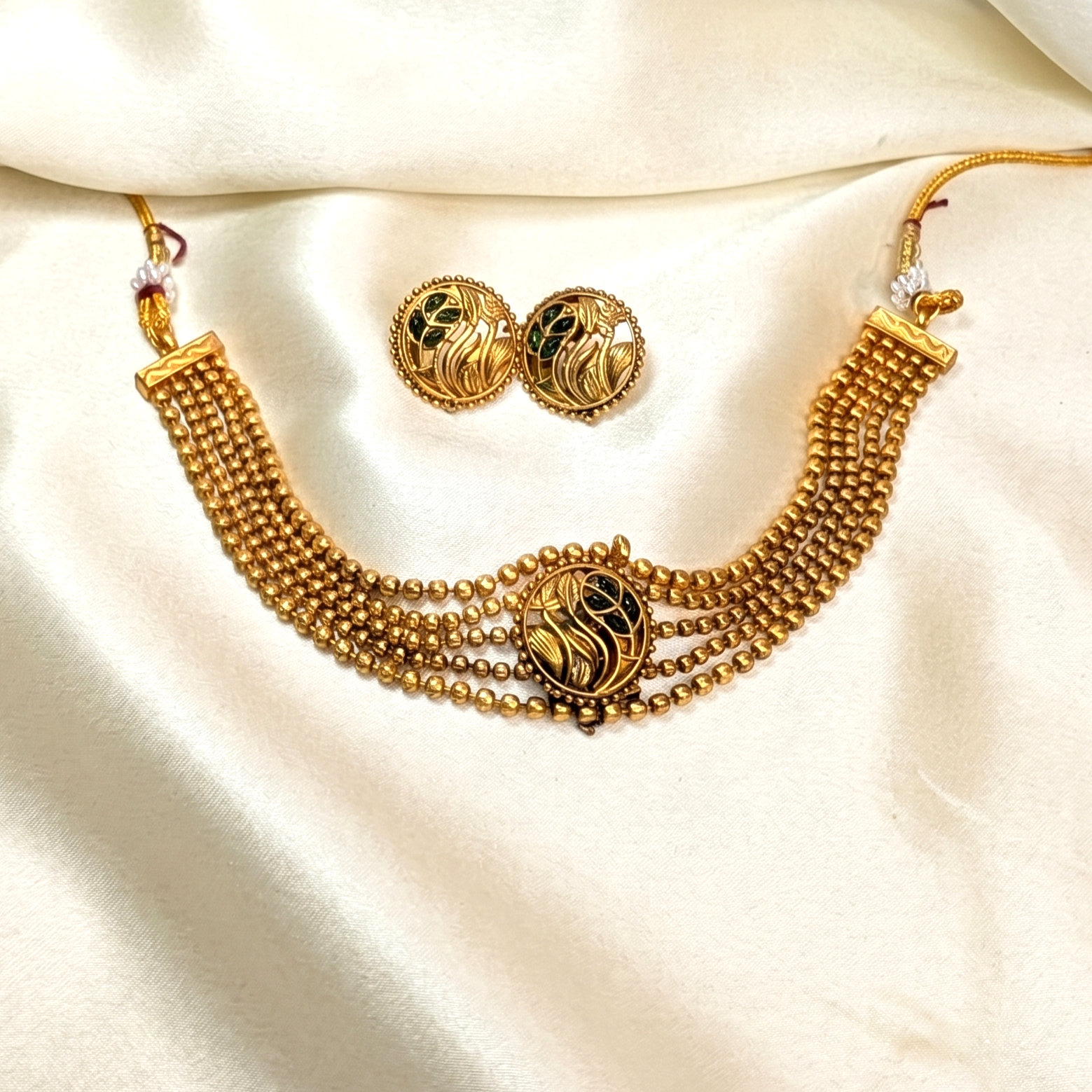 Ball choker necklace set rashmika marathi jewel