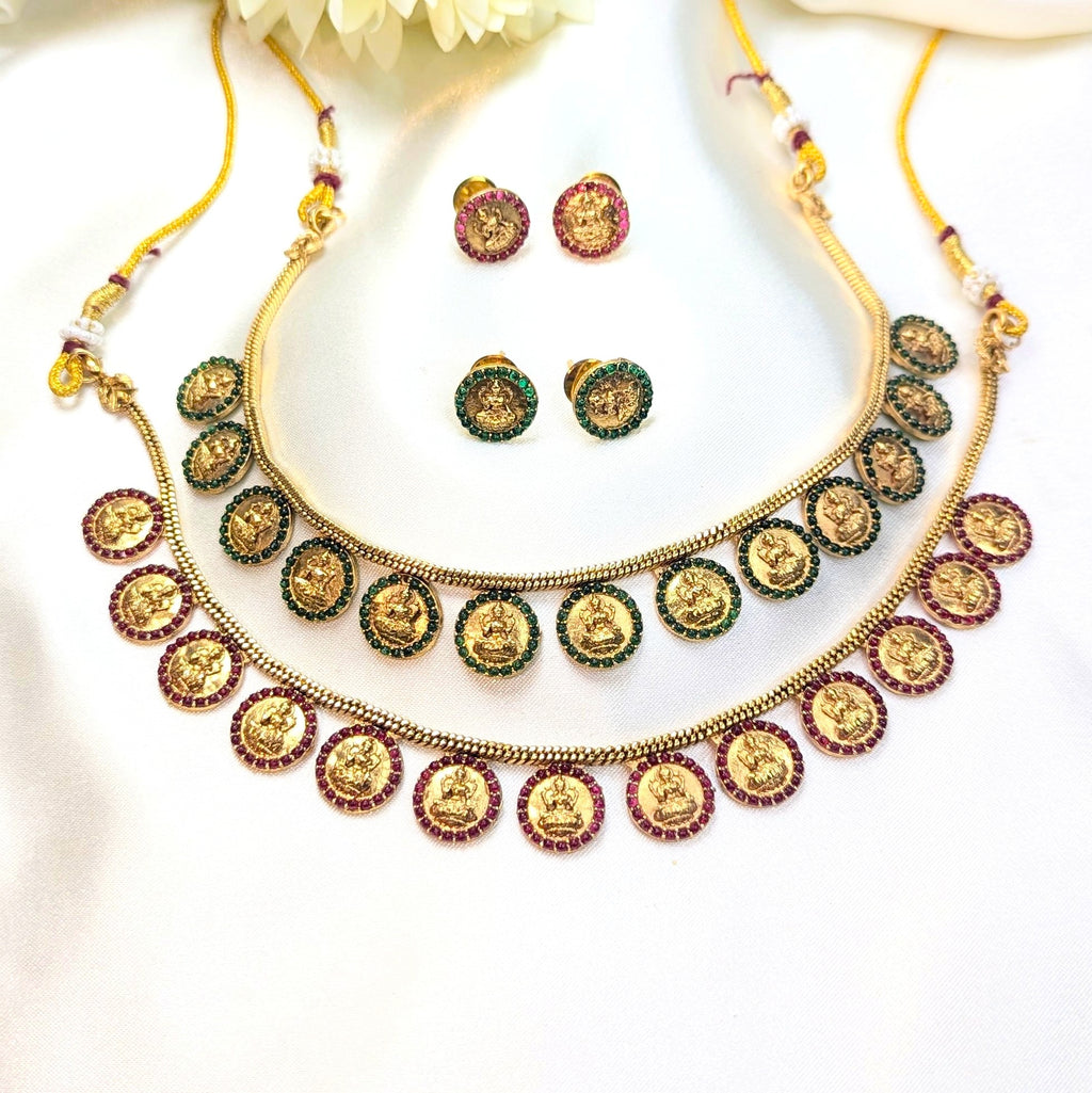 Lakshmi Design Coin Chain Necklace Set