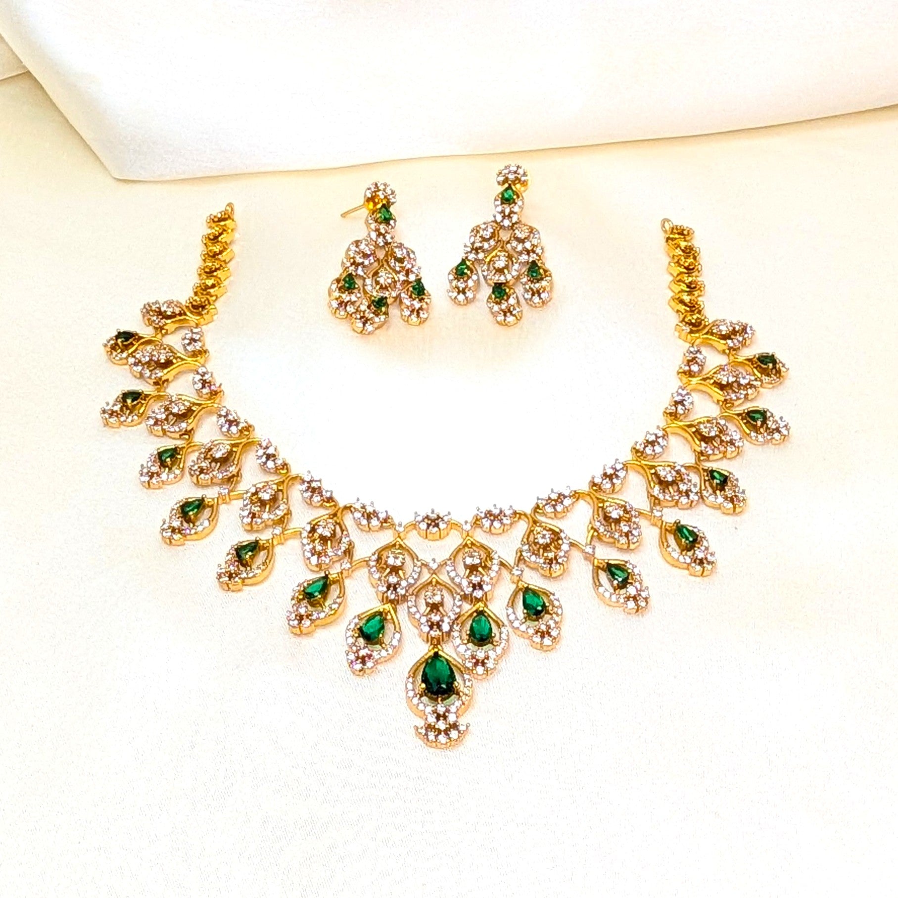 Gemstone Diamond Replica Partywear Necklace Set