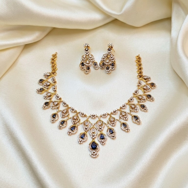 Gemstone Diamond Replica Partywear Necklace Set