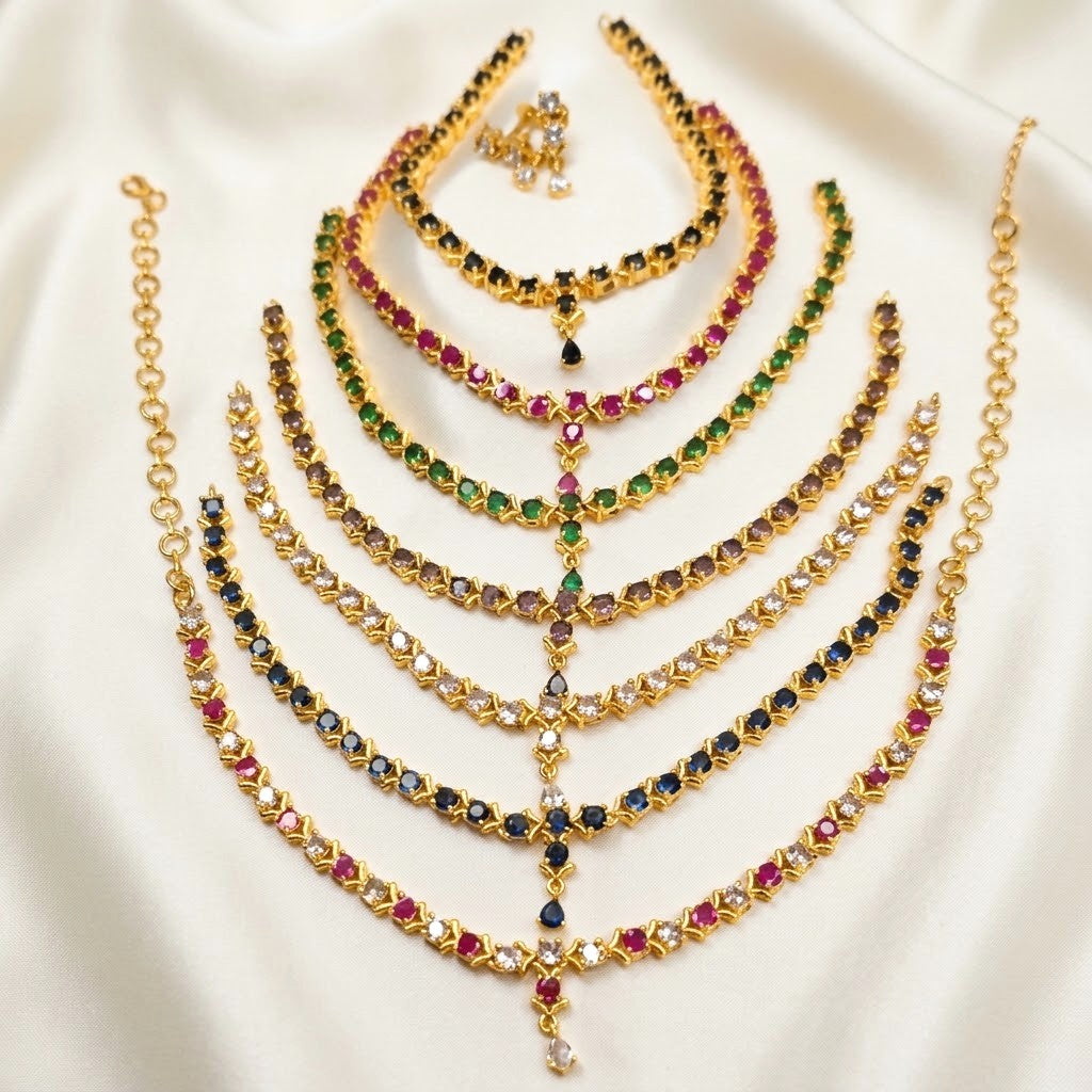 Gemstone Replica AD Drop Necklace Set