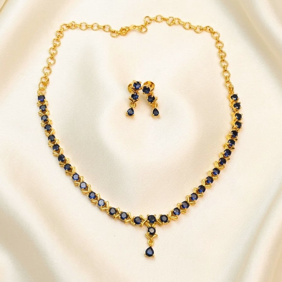 Gemstone Replica AD Drop Necklace Set