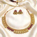 Traditional Matte Gold Coin Necklace Set