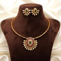 Stone Studded Pearl Hasli Necklace Set
