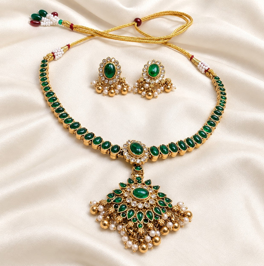 Traditional Kemp Attigai Necklace Set