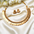 Gold coin necklace and matching stud earrings Kassumala Kerala 