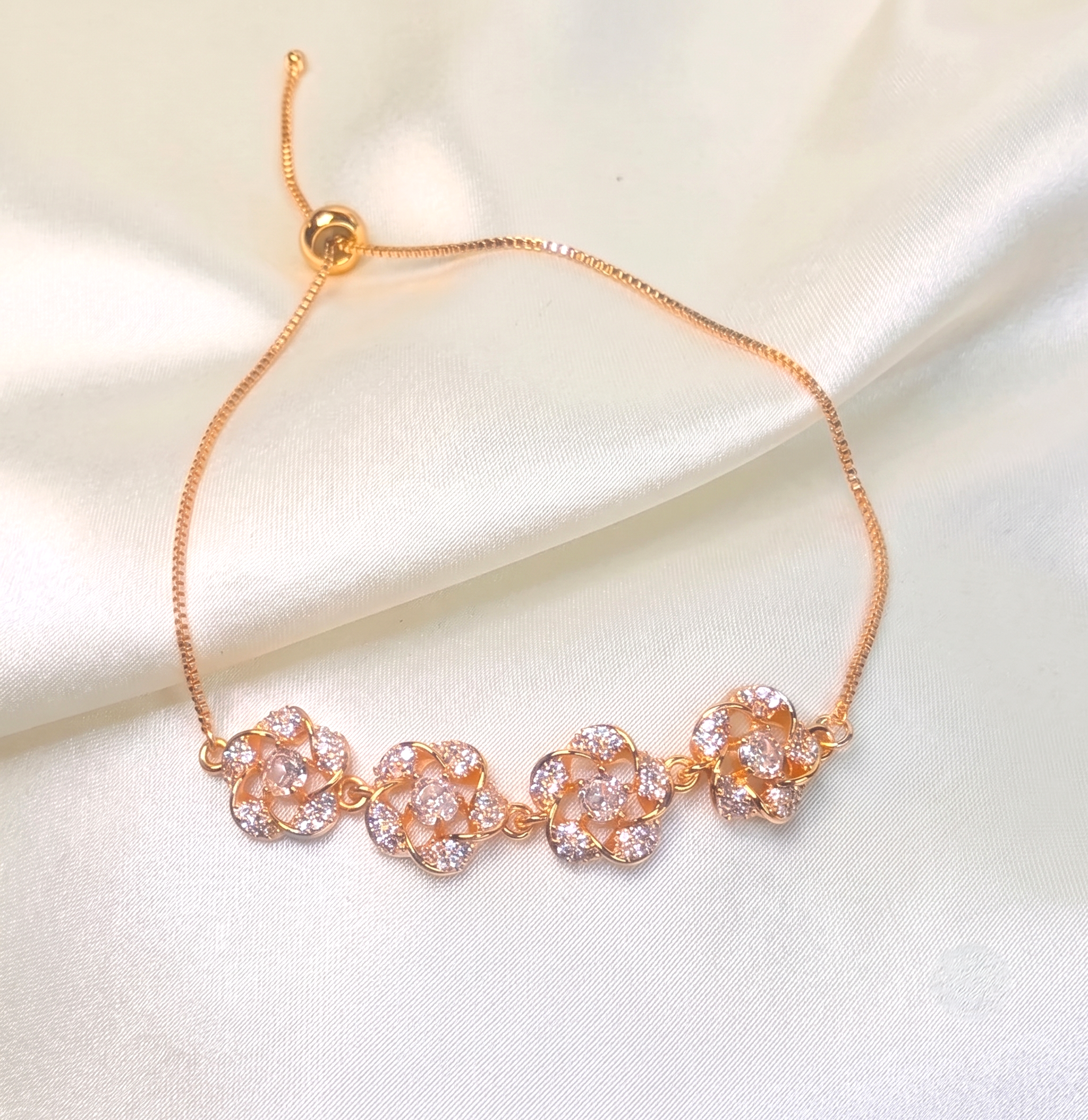 Rose Gold American Diamond Slider Bracelet