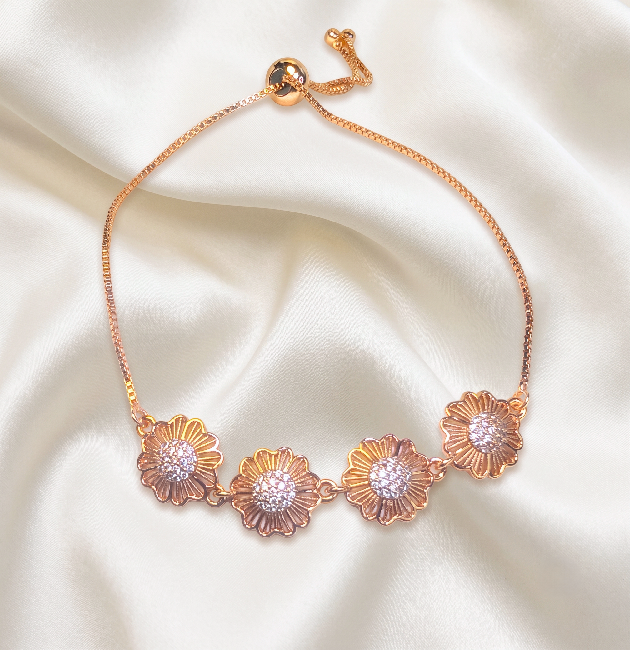 Rose Gold American Diamond Slider Bracelet