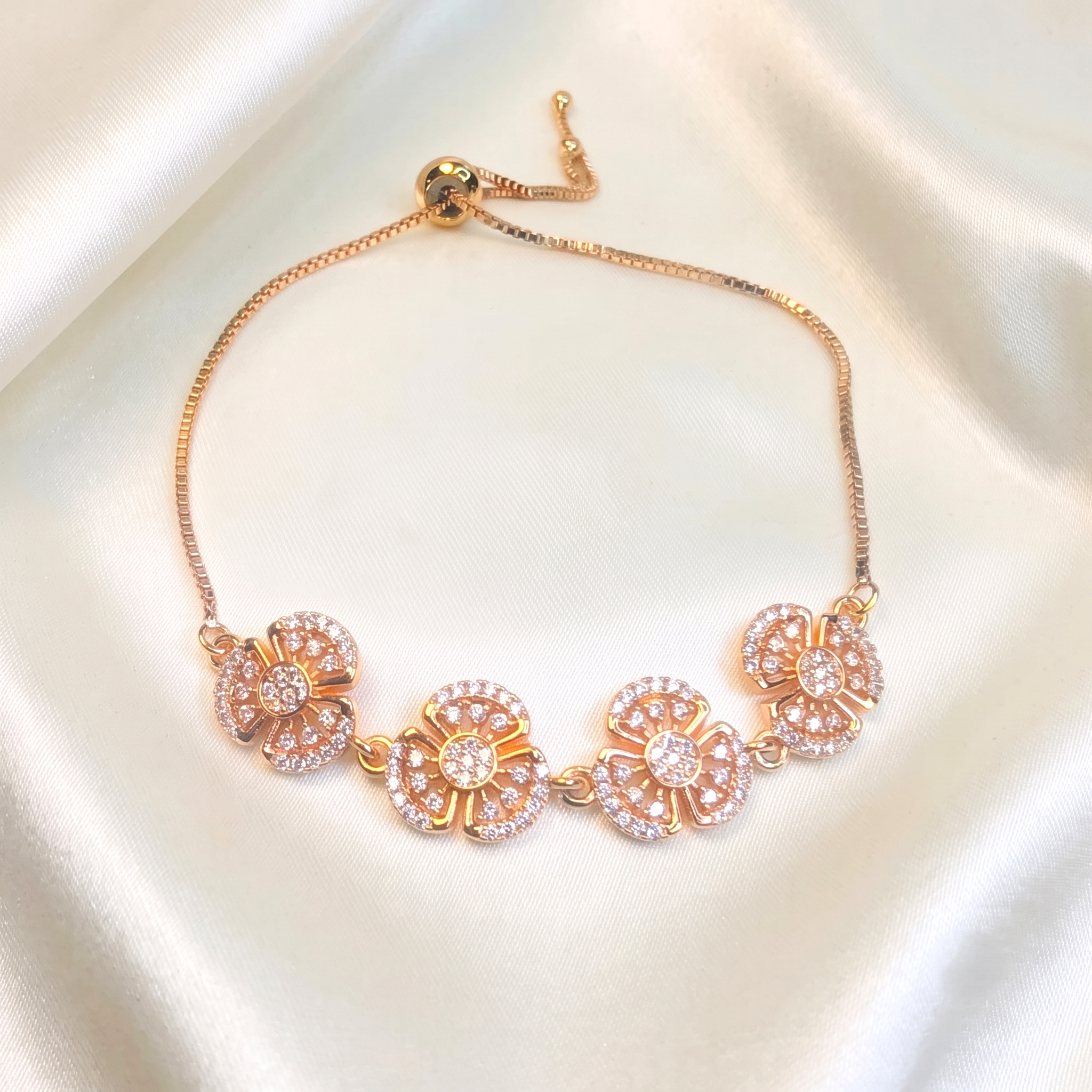 Rose Gold American Diamond Slider Bracelet
