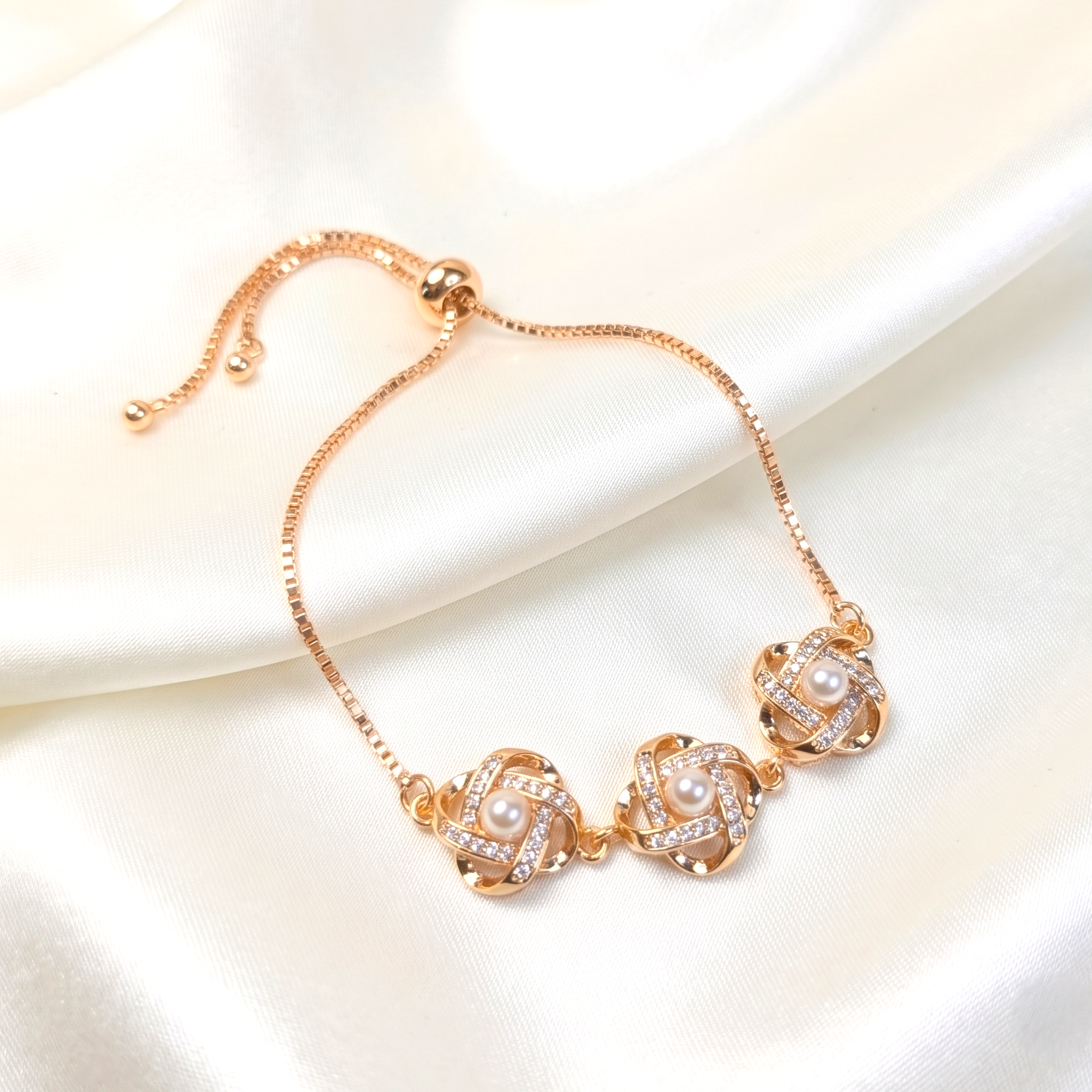 Rose Gold American Diamond Slider Bracelet