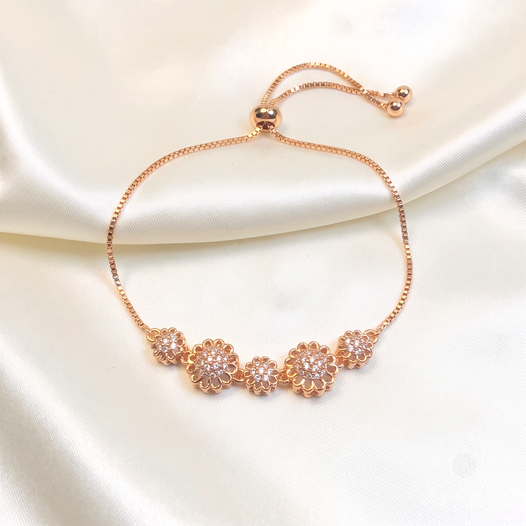 Rose Gold American Diamond Slider Bracelet