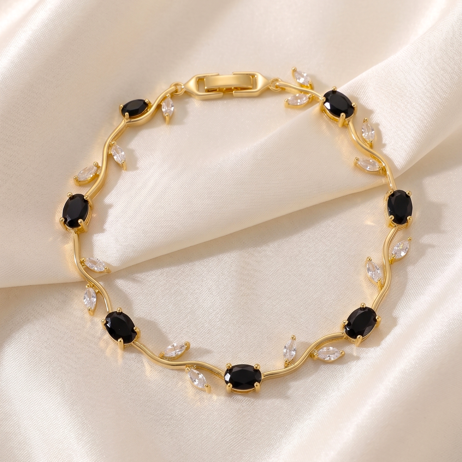 Antique Gold American Diamond Floral Vine Bracelet