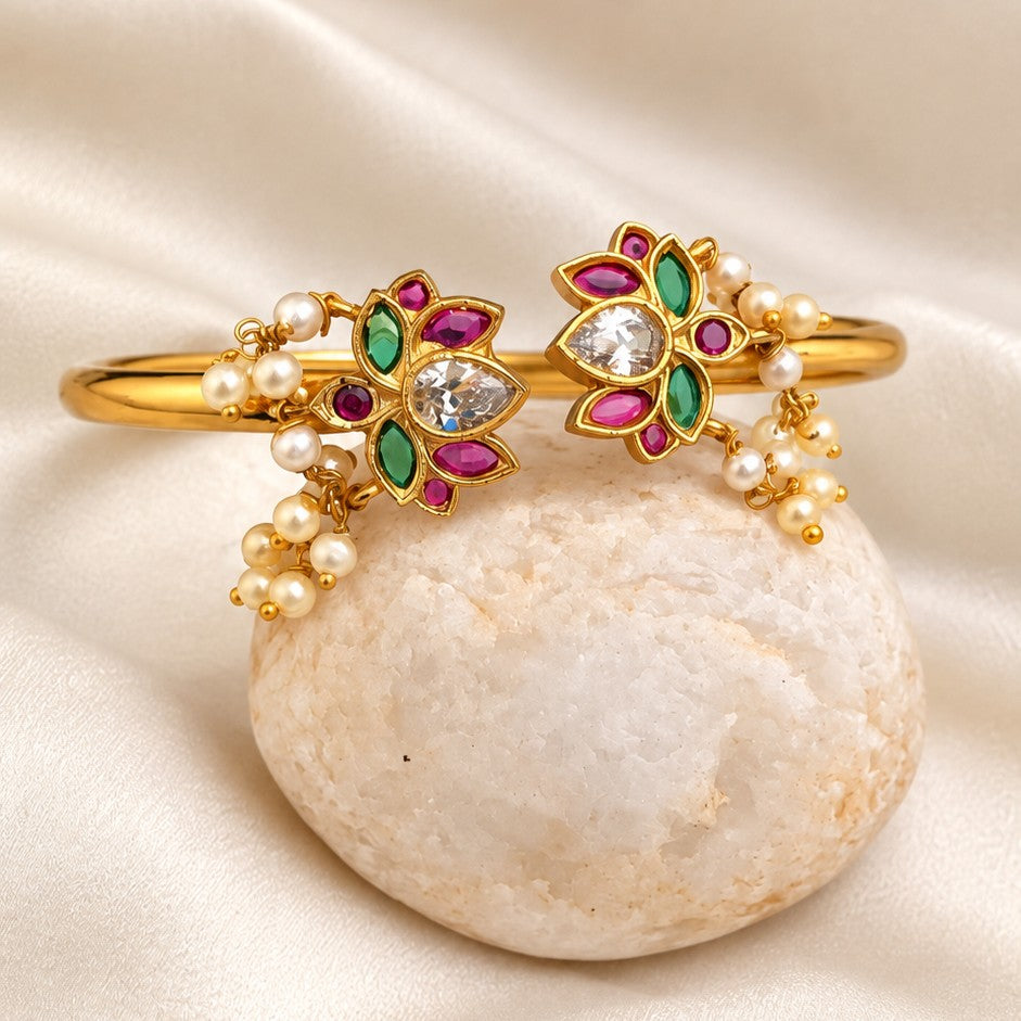 Lotus  AD Pearl Cuff Bracelet