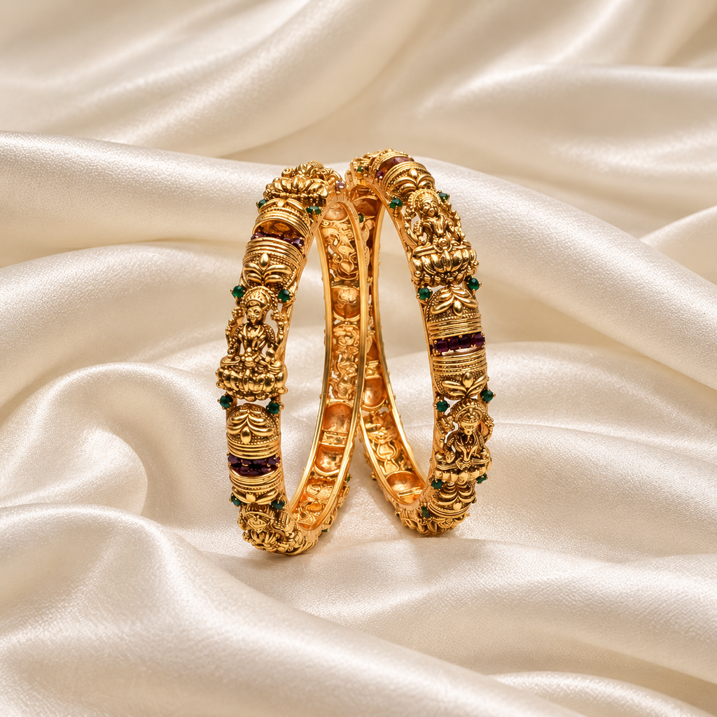 Gold Plated Lakshmi Traditional Bangle Sets