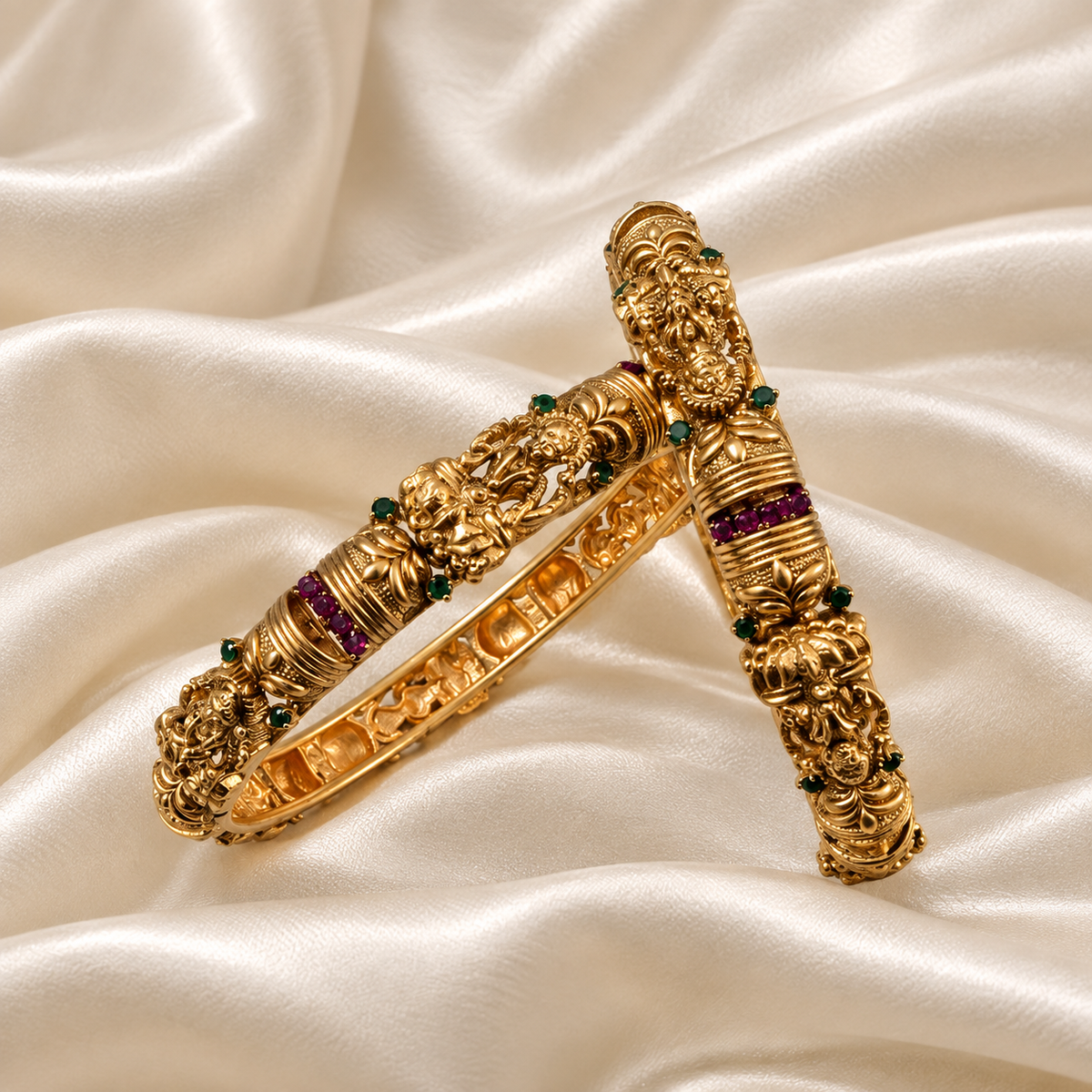 Gold Plated Lakshmi Traditional Bangle Sets