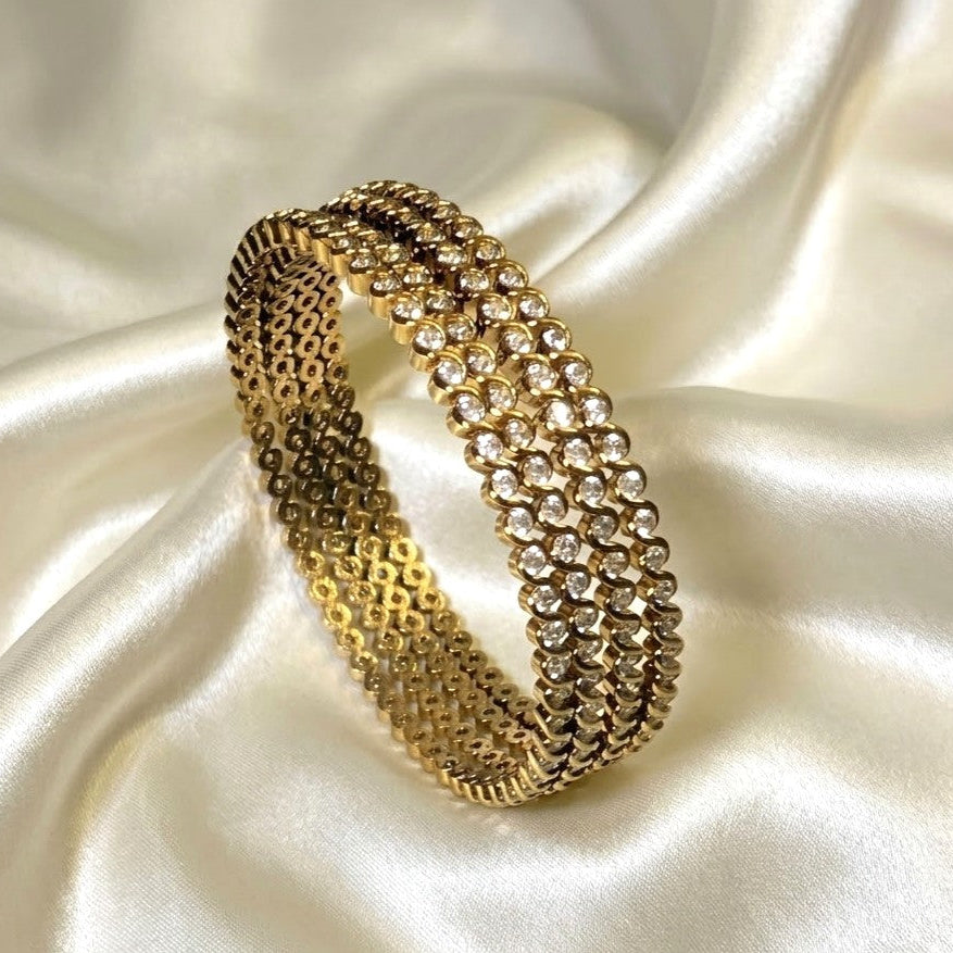 Antique Gold Diamond Replica Partywear Bangle Sets