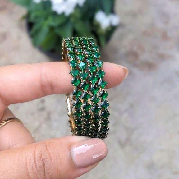 Crystal Stone Studded Partywear Bangle Set