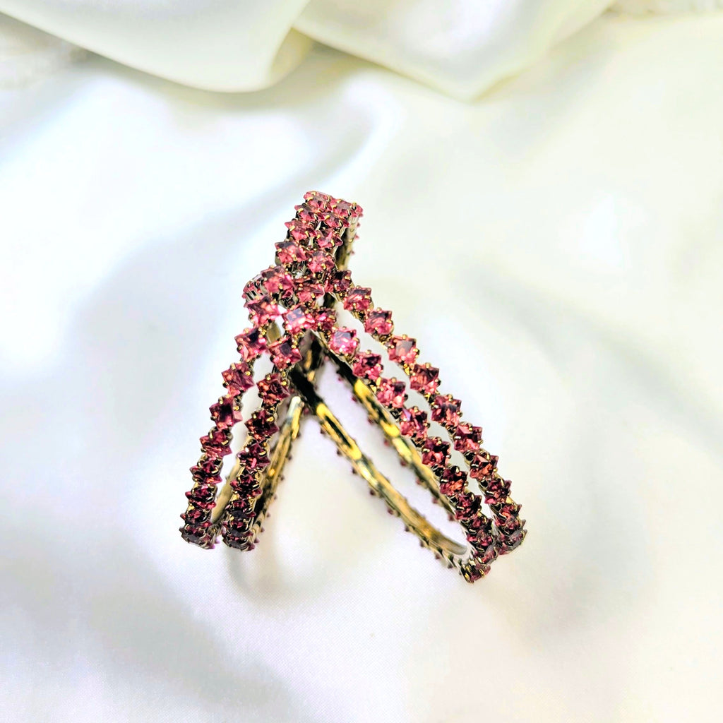 Crystal Stone Studded Partywear Bangle Set