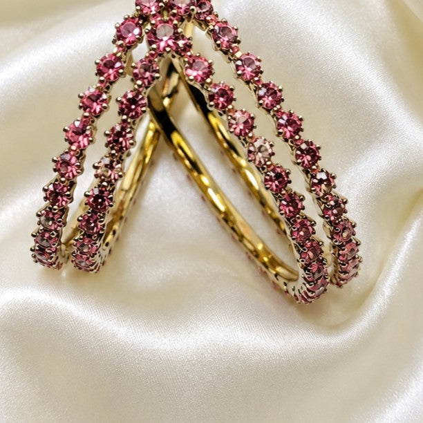 Crystal Stone Studded Partywear Bangle Set