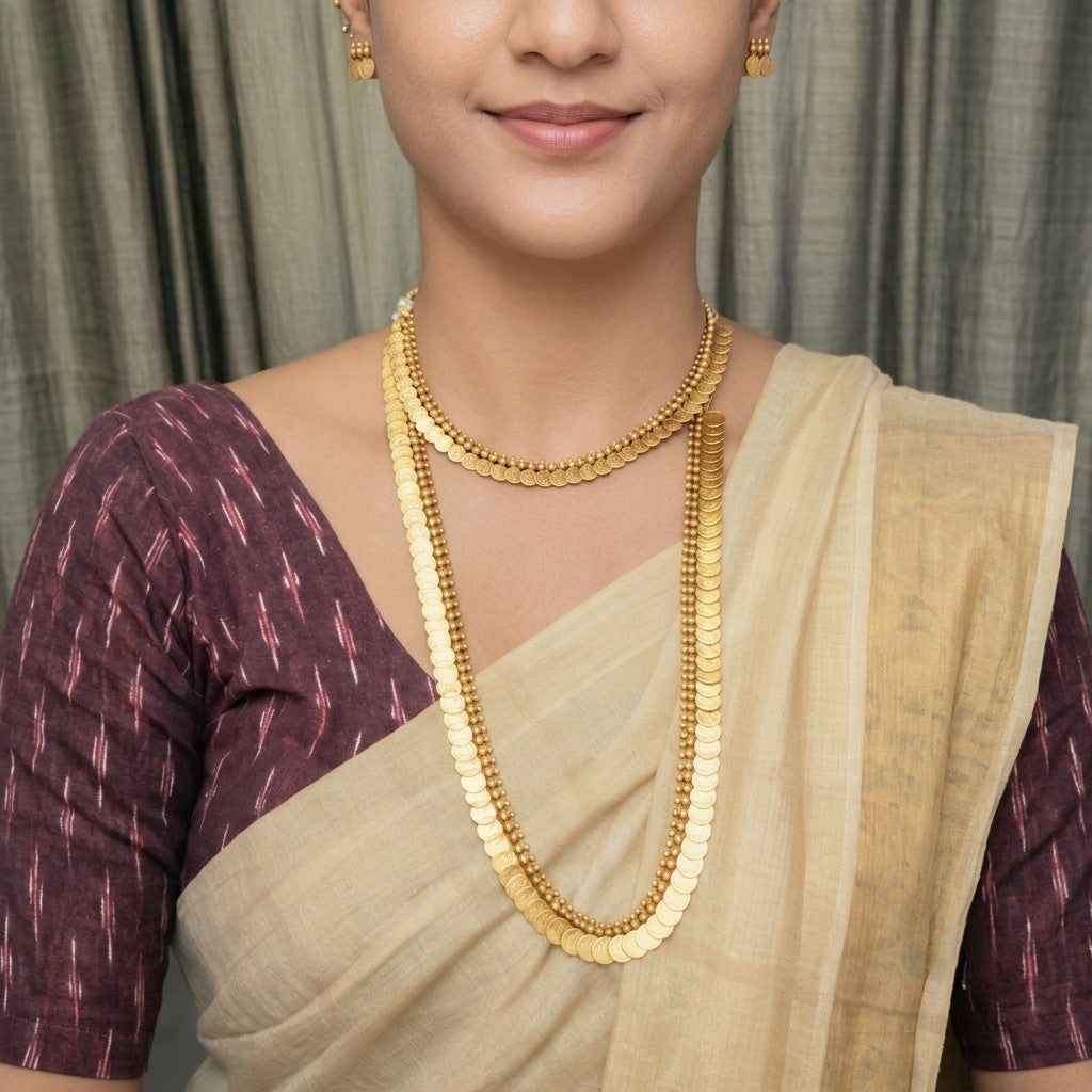 Lakshmi Coin Antique Gold Combo Necklace Set