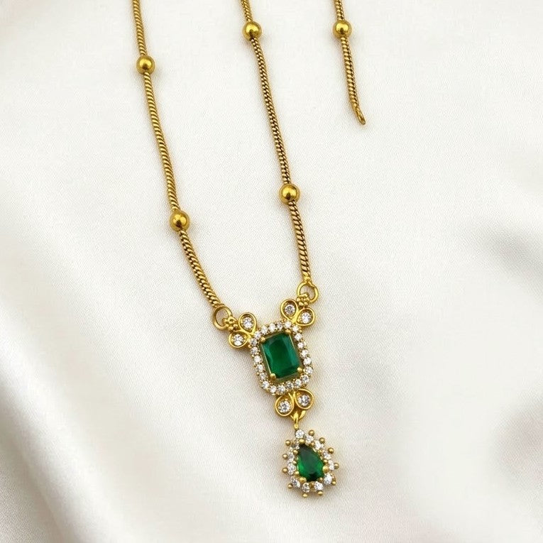 Drop Gemstone AD Pendant Chain