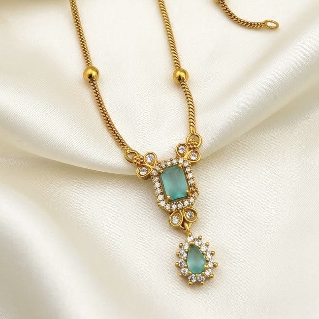 Drop Gemstone AD Pendant Chain