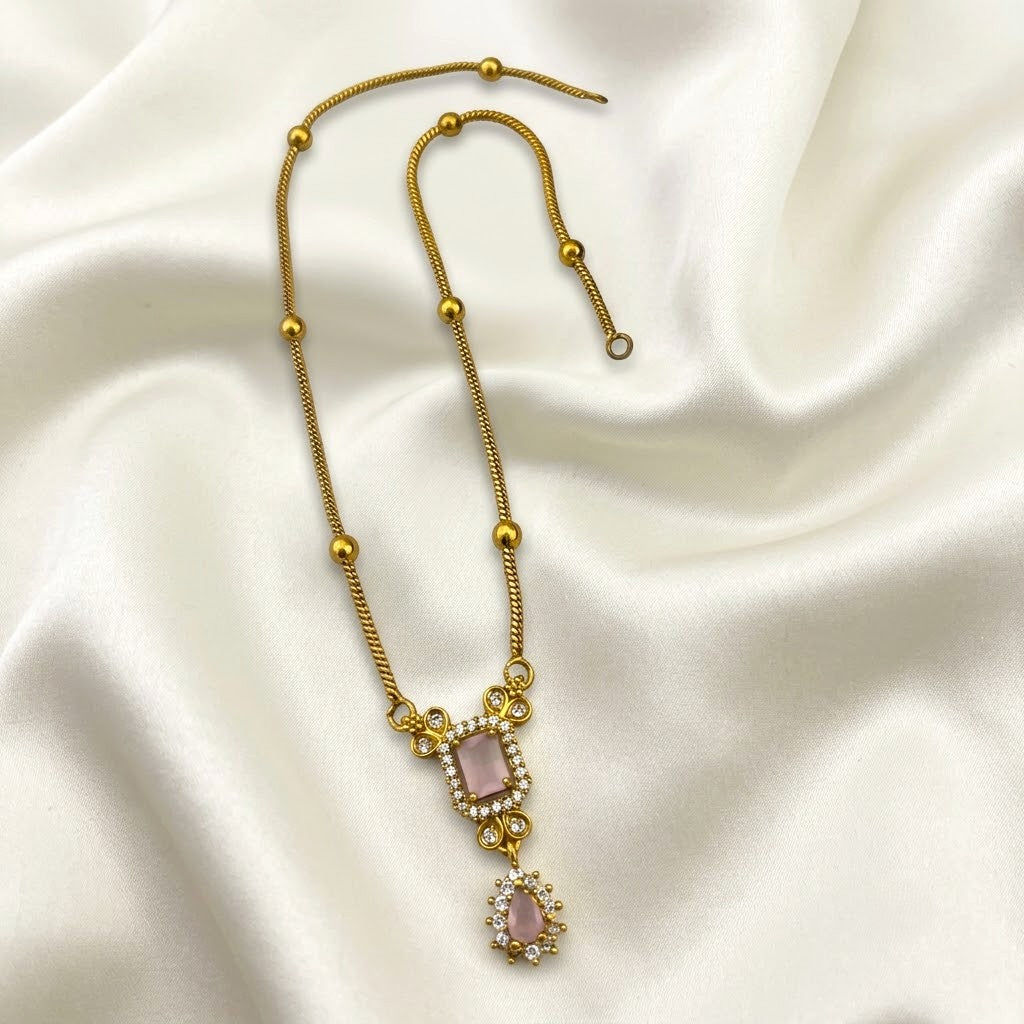Arhoha Simple American Diamond Pendant Chain
