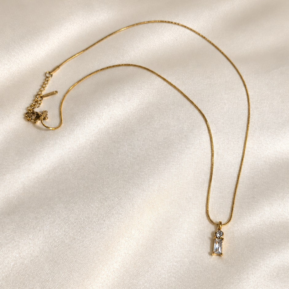 Baguette Diamond Replica Anti-Tarnish Pendant Chain