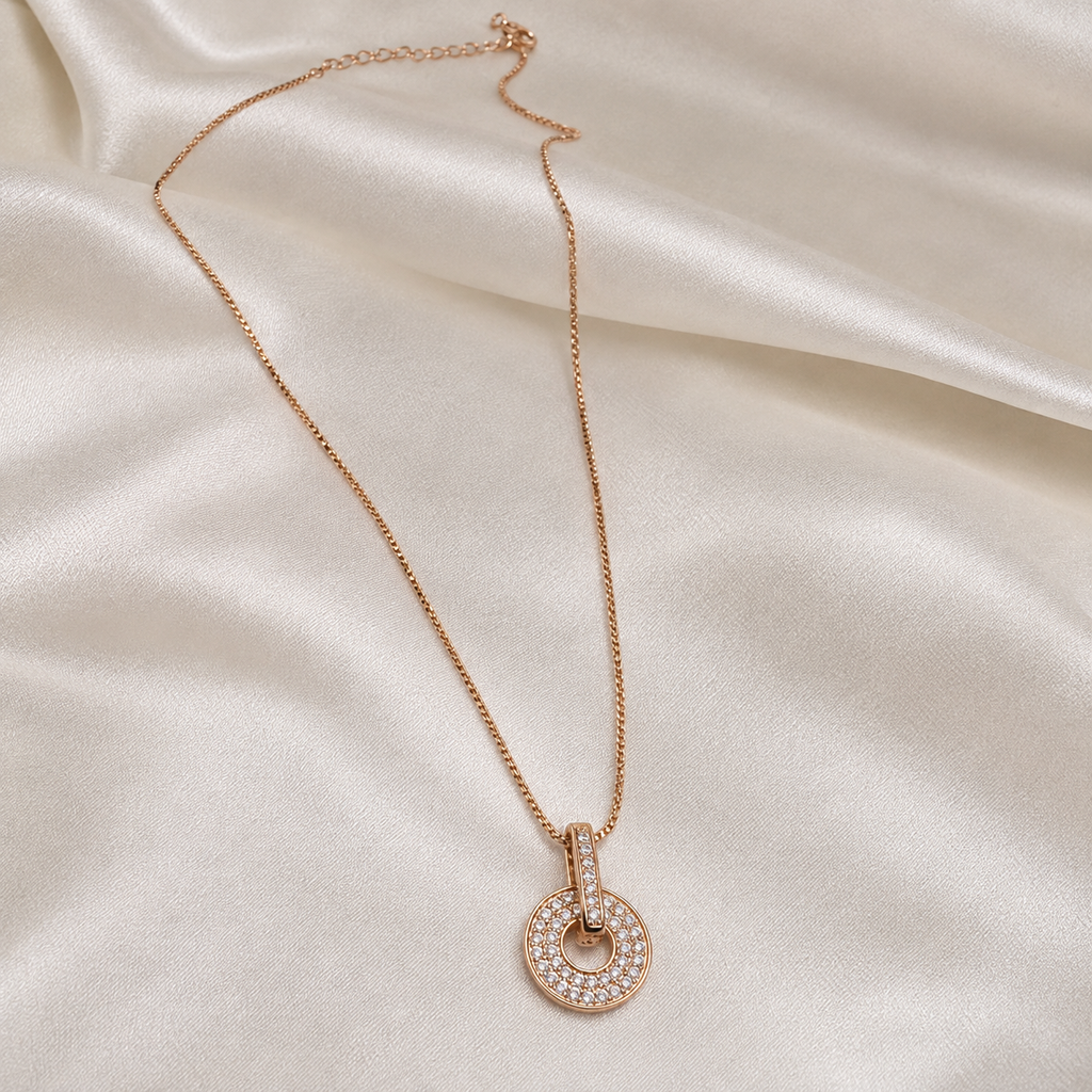 Rose Gold American Diamond Pendant Chain