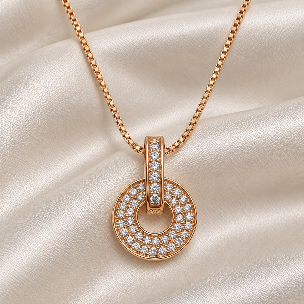 Rose Gold American Diamond Pendant Chain