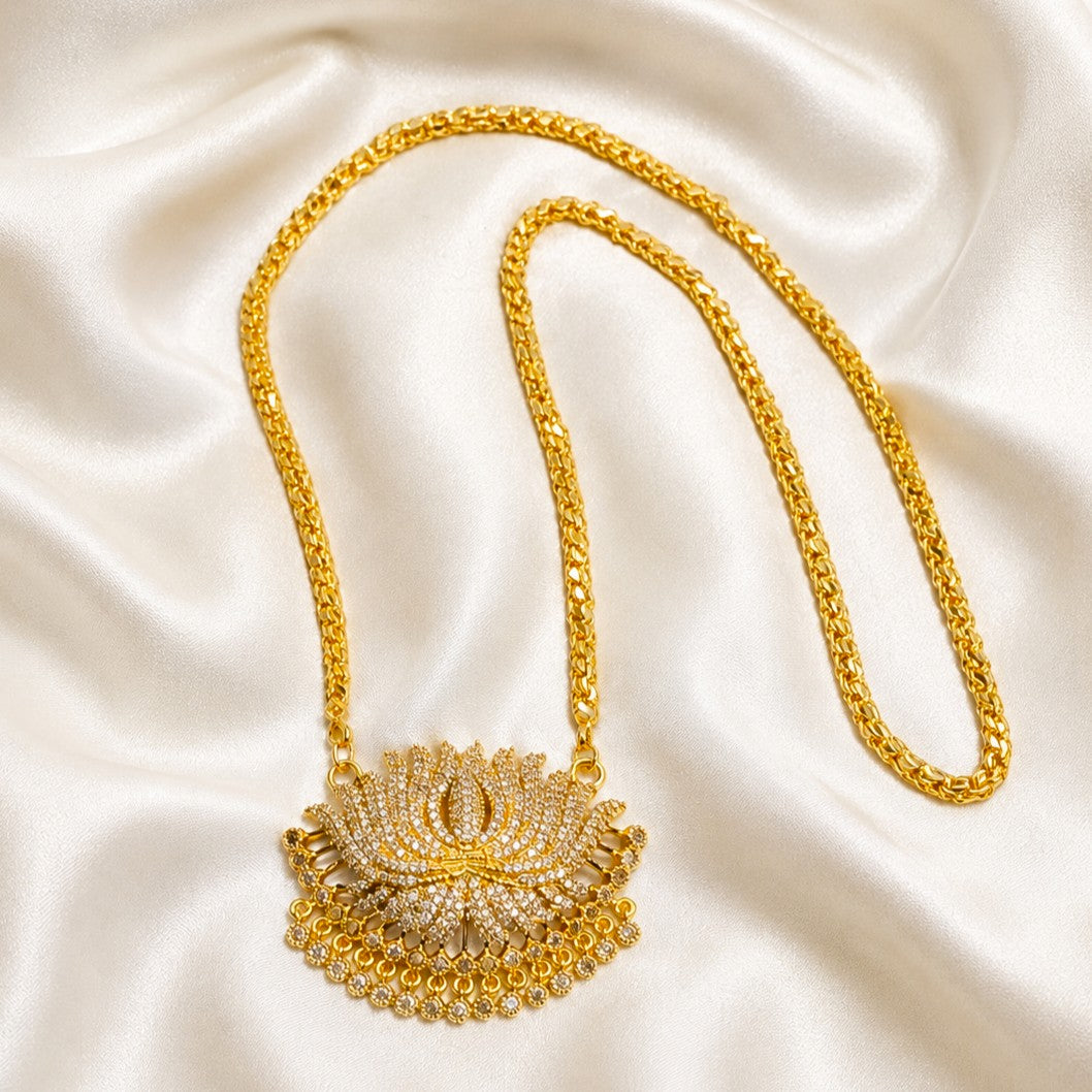 Micro Gold Plated AD Peacock Dollar Chain