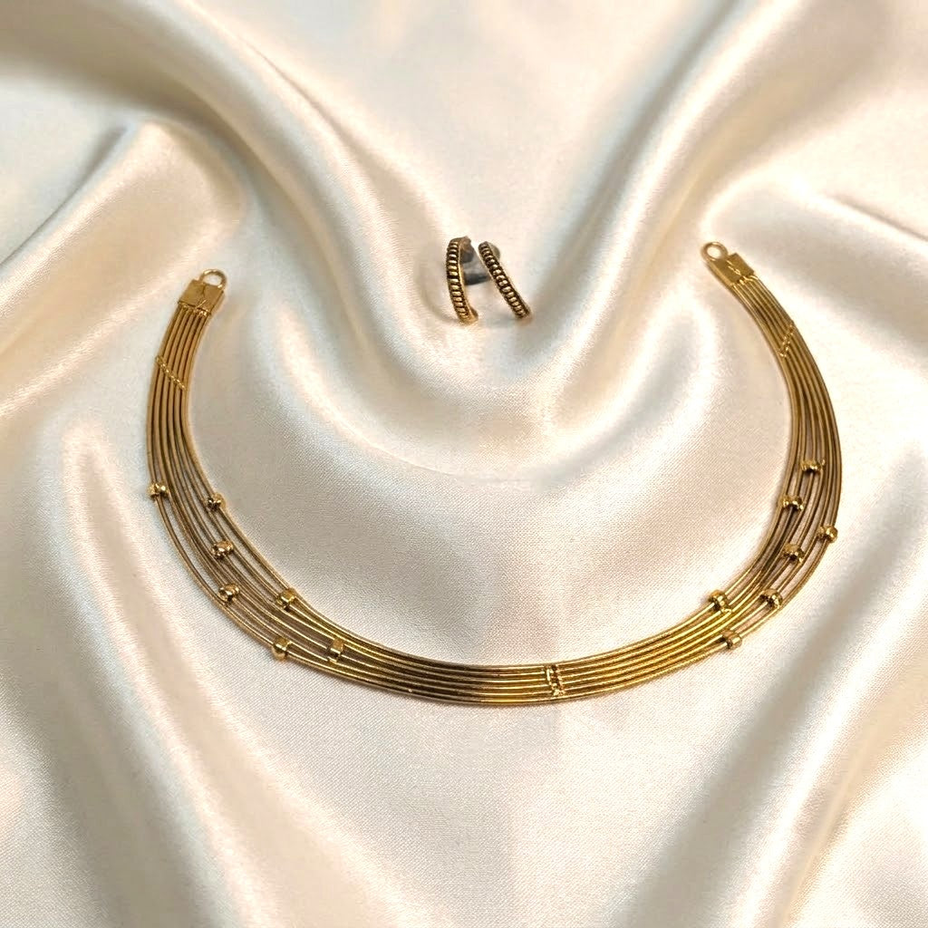 Plain Statement Hasli Necklace Set