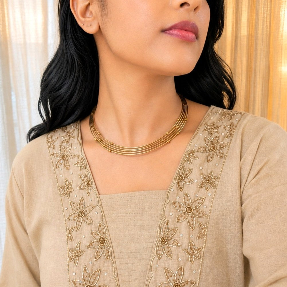 Plain Statement Hasli Necklace Set