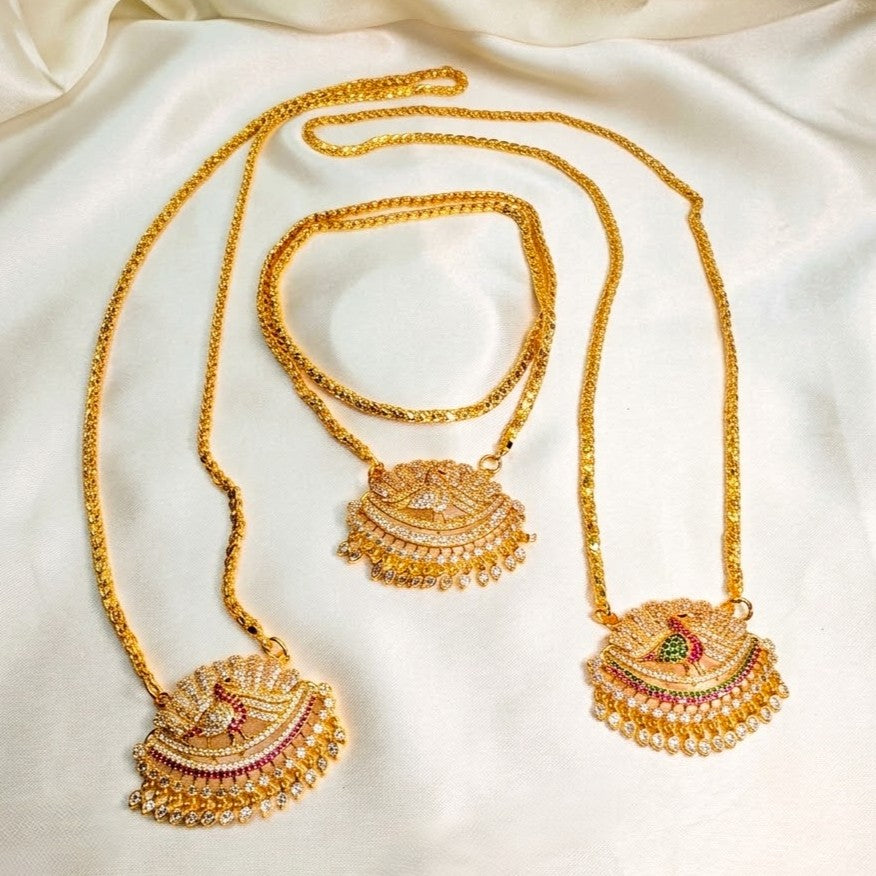 Micro Gold Plated AD Peacock Dollar Chain