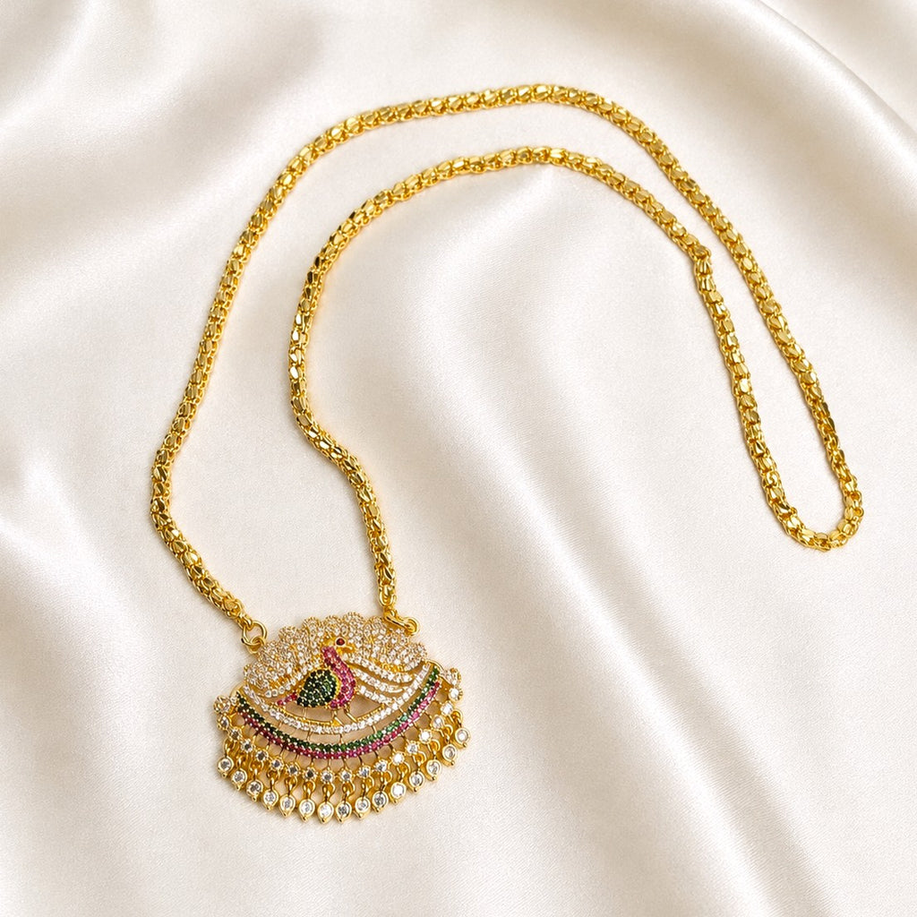 Micro Gold Plated AD Peacock Dollar Chain