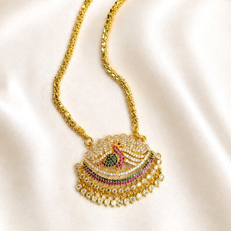 Micro Gold Plated AD Peacock Dollar Chain