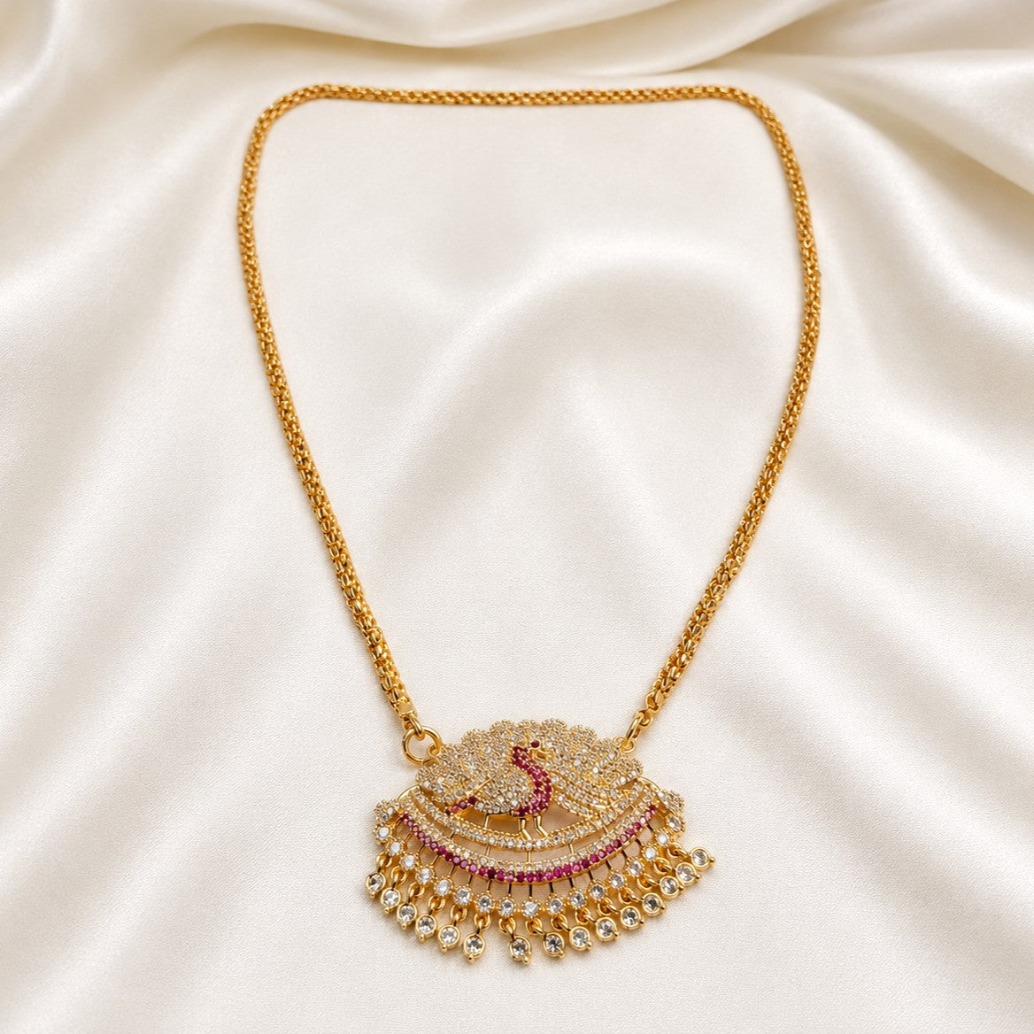 Micro Gold Plated AD Peacock Dollar Chain