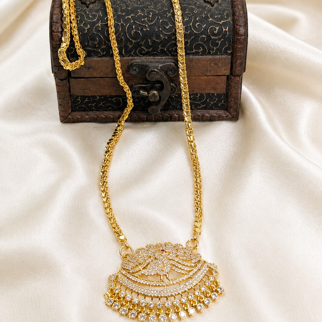 Micro Gold Plated AD Peacock Dollar Chain