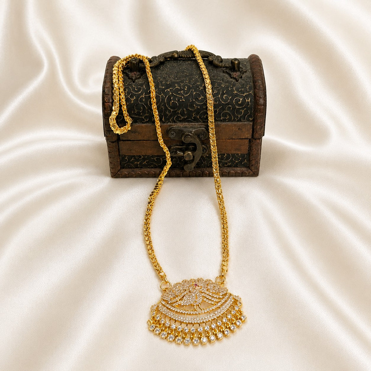 Micro Gold Plated AD Peacock Dollar Chain