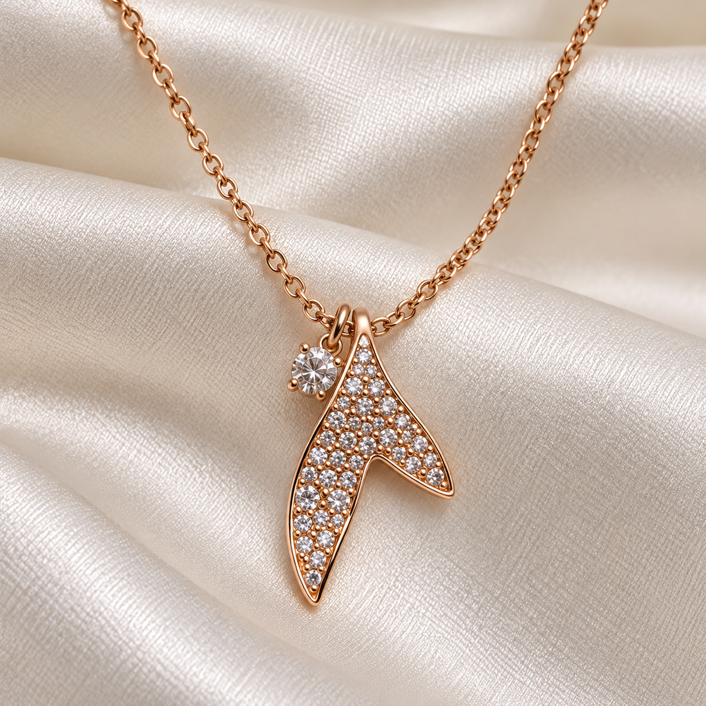 Rose Gold Fish Tail AD Pendant Chain