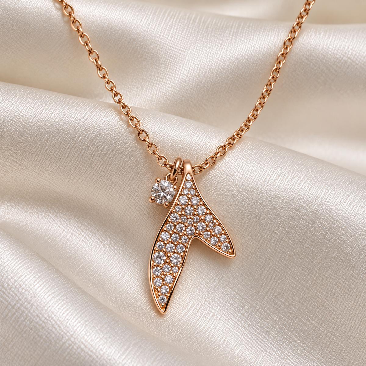Rose Gold Fish Tail AD Pendant Chain