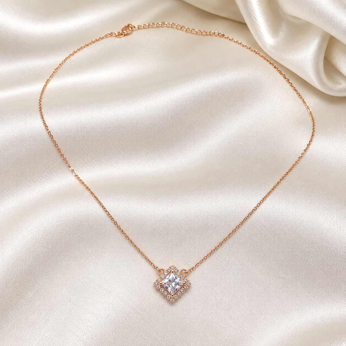 Rose Gold AD Stone Diamond Pendant Chain